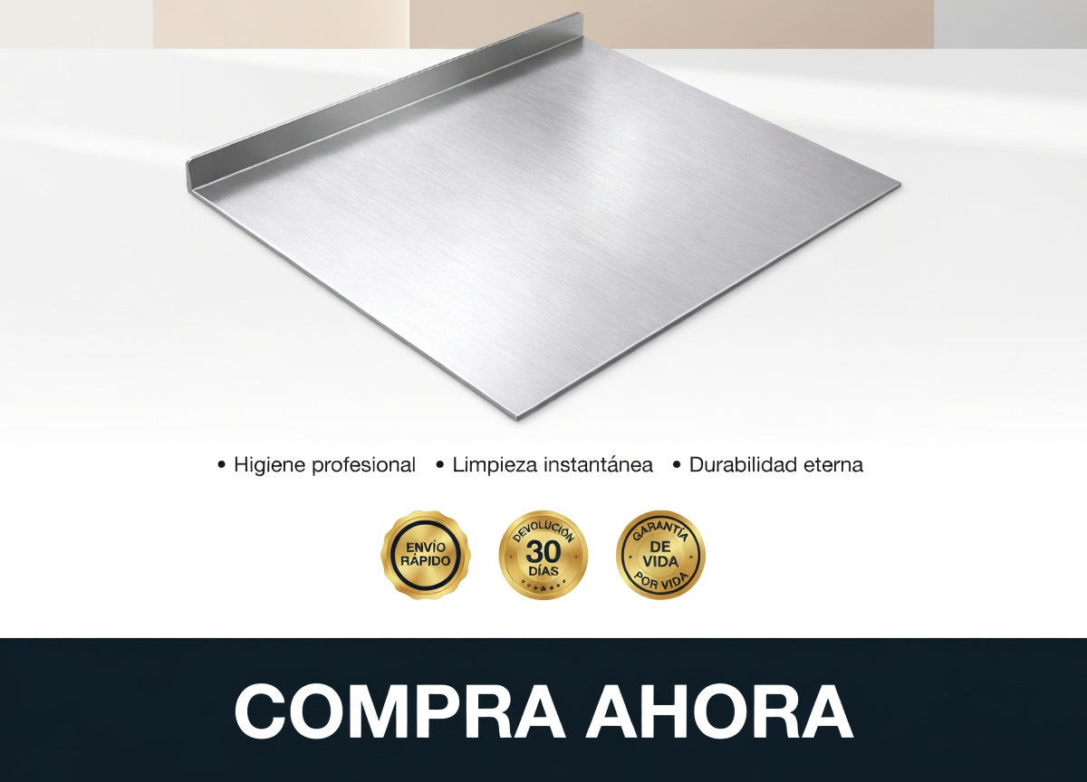 Tabla en Acero Inoxidable 30×40 cm con Borde