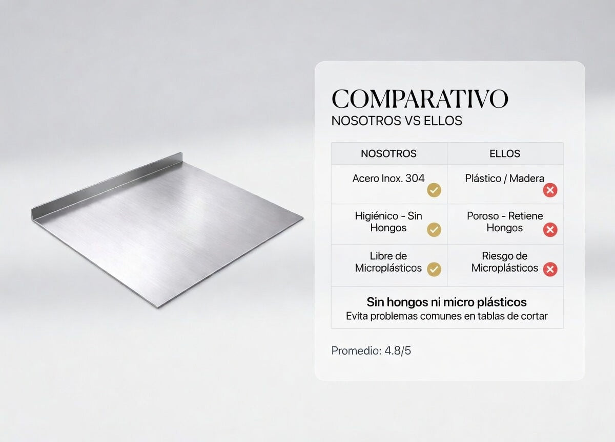 Tabla en Acero Inoxidable 30×40 cm con Borde